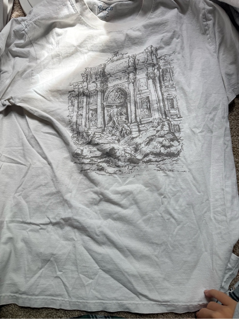 Brandy Melville White Graphic Tee with Black Architectural Print